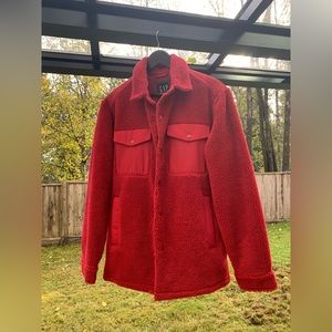 Gap Red Sherpa/Fuzzy Style Button Coat